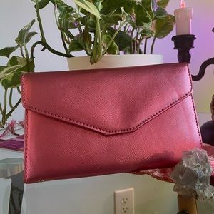 Pink metallic travel wallet! Fits passport, ID and cards, coin zip case